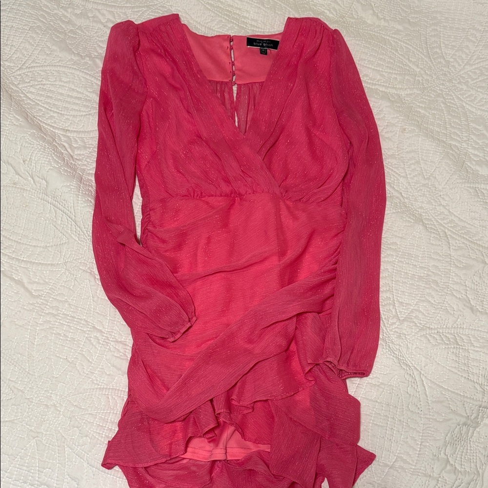 Blue Blush Fuchsia Long Sleeve Dress